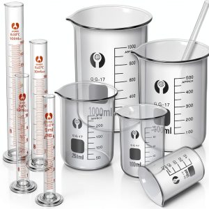 Feekoon Glass Beaker Set 10-Piece with Cylinders 50-1000 ml-0