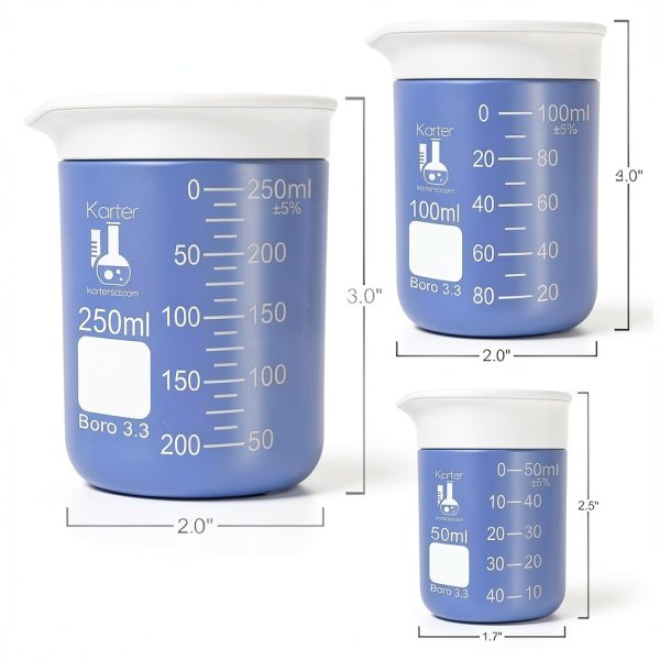 Beaker Flask Set 3.3 Borosilicate Glass 9-Piece Karter Scientific-2