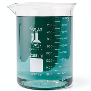 2000ml Beaker, Low Form Griffin, Borosilicate 3.3 Glass, Double Scale, Graduated, Karter Scientific 213D20 (Single)-0