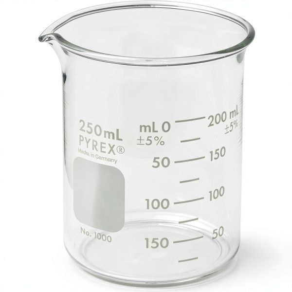 Pyrex Griffin Low Form 250ml Beaker Graduated with 25ml Marks-0