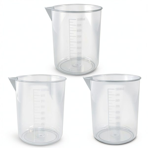 Waziaqoc 3 Pack 1000ml Graduated Beaker PP Measuring Cup Set-0