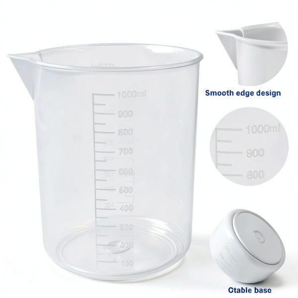 Waziaqoc 3 Pack 1000ml Graduated Beaker PP Measuring Cup Set-3