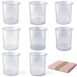 9 Pack Plastic Beakers 300ml Measuring Cups 50 Mixing Sticks – MYYZMY-0