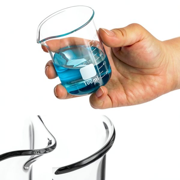 QWORK Sturdy Glass Beaker 100ml Griffin Low Form 6pcs 3.3 Borosilicate-3