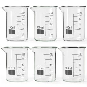 QWORK Sturdy Glass Beaker 100ml Griffin Low Form 6pcs 3.3 Borosilicate-0