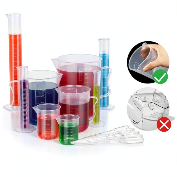 moveland Plastic Graduated Cylinder & Beakers Set with 5 Pipettes-1