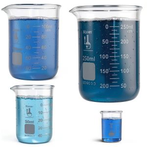 Karter Scientific 214T2, 3.3 Boro, Griffin Low Form, Glass Beaker Set - 4 Sizes - 10ml, 50ml, 100ml, 250ml-0