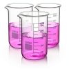 3 Pcs 1000ml Beaker 3.3 Borosilicate Glass Beaker Griffin Low Form Measuring Cups with Scale Graduation Measuring for Laboratory School Projects Science Themed Party Daily Use-0