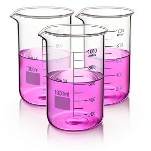 3 Pcs 1000ml Beaker 3.3 Borosilicate Glass Beaker Griffin Low Form Measuring Cups with Scale Graduation Measuring for Laboratory School Projects Science Themed Party Daily Use-0