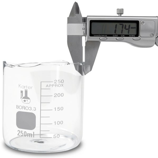 Karter Scientific 214T2, 3.3 Boro, Griffin Low Form, Glass Beaker Set - 4 Sizes - 10ml, 50ml, 100ml, 250ml-5