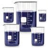 Glass Beakers Set, 5 Sizes - 10ml, 25ml, 50ml, 100ml, 250ml, 3.3 Borosilicate Beaker for Laboratories, Classrooms or Home, Griffin Low Form Lab Beakers-0