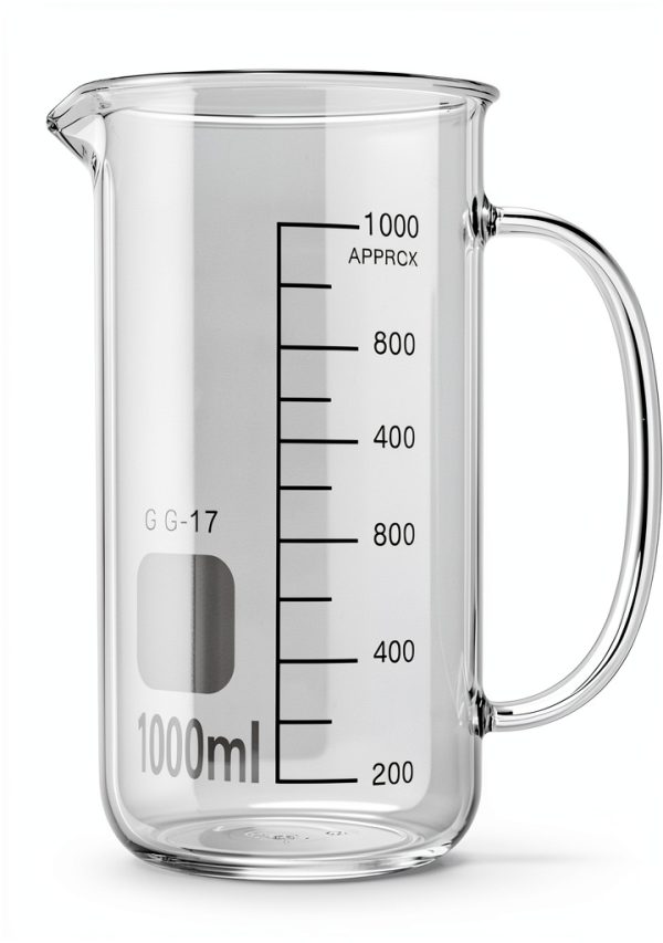 QWORK 1000ml Beaker with Handle Pouring Spout Boro Glass 2 Pack-6