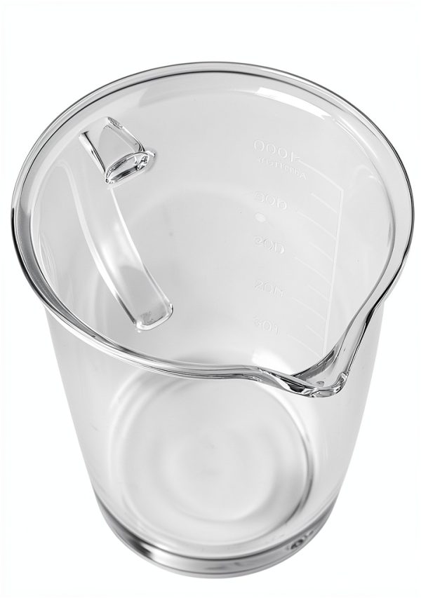 QWORK 1000ml Beaker with Handle Pouring Spout Boro Glass 2 Pack-2