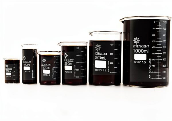 Glass Beaker Set 6 Piece Borosilicate SCIENCENT 25ml 1000ml-3