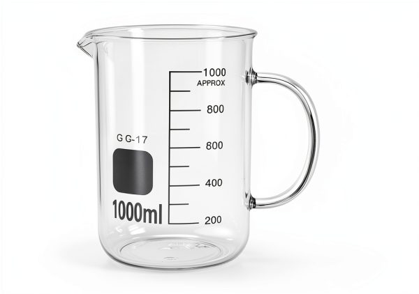 QWORK 1000ml Beaker with Handle Pouring Spout Boro Glass 2 Pack-0